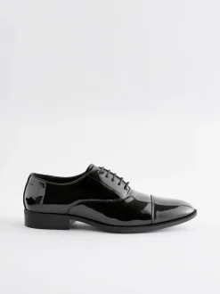 Next Black Standard Fit Patent Oxford Toe Cap Shoes Outlet