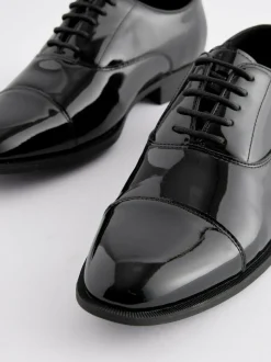 Next Black Standard Fit Patent Oxford Toe Cap Shoes Outlet