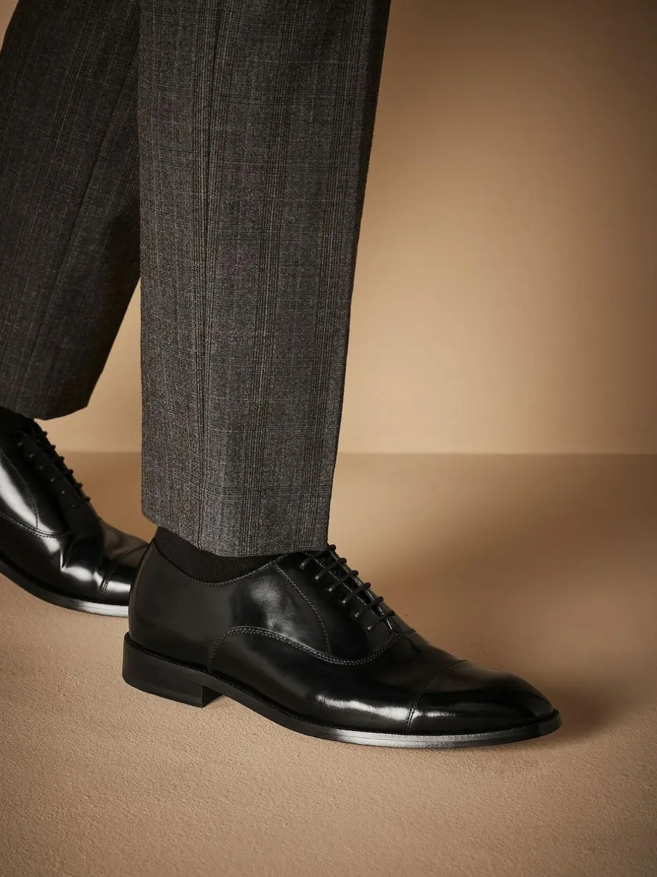 Next Standard Fit Signature Leather Sole Oxford Toe Cap Shoes Black Sale