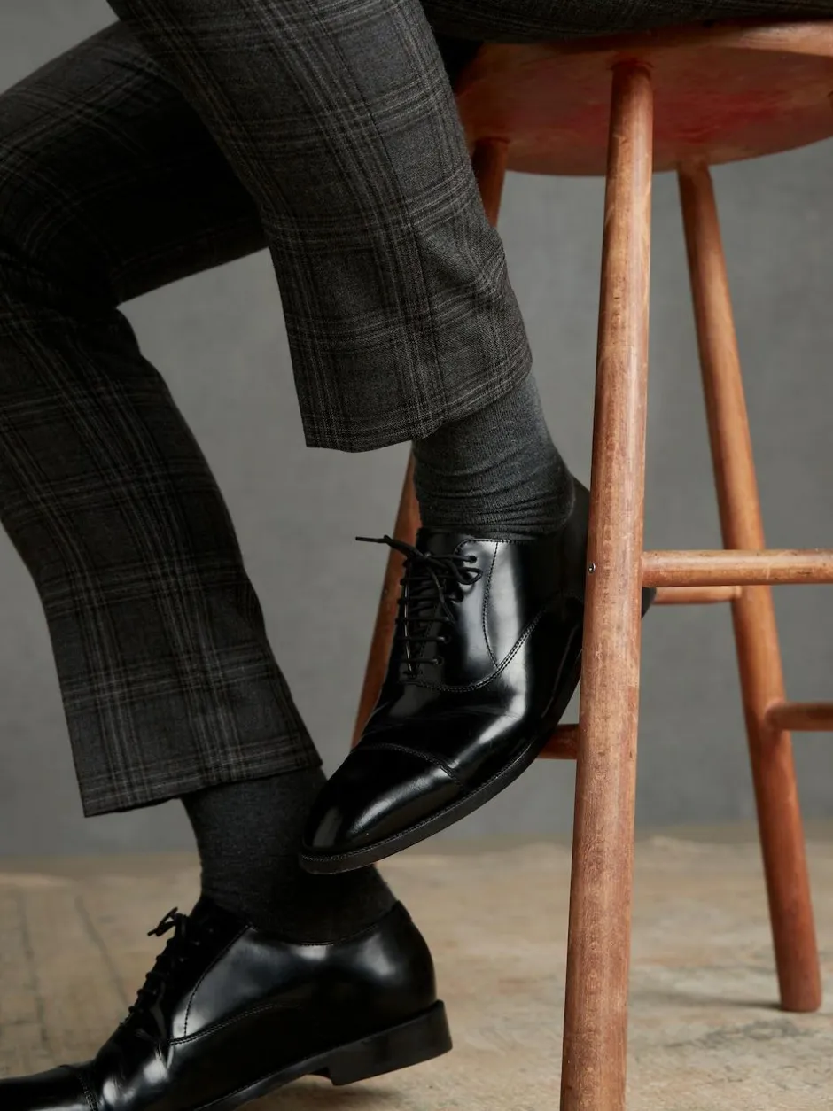 Next Standard Fit Signature Leather Sole Oxford Toe Cap Shoes Black Sale