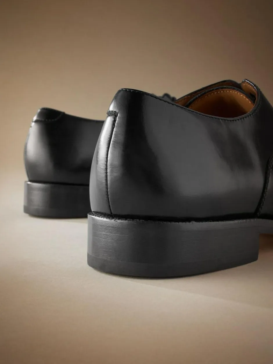 Next Standard Fit Signature Leather Sole Oxford Toe Cap Shoes Black Sale