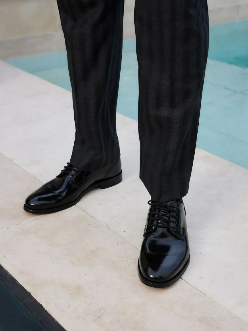 Next Standard Fit Signature Leather Sole Derby Shoes Black Sale