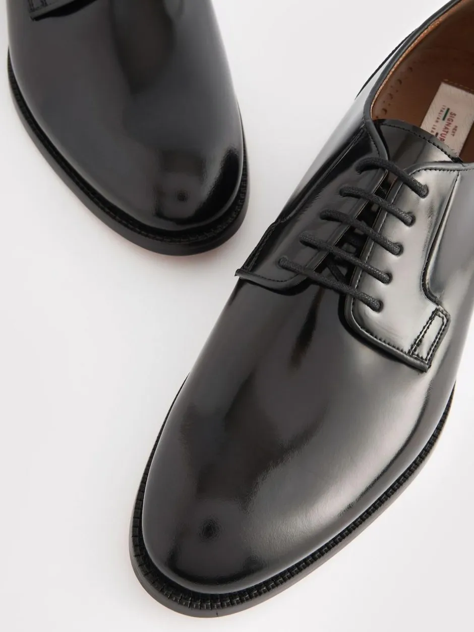 Next Standard Fit Signature Leather Sole Derby Shoes Black Sale