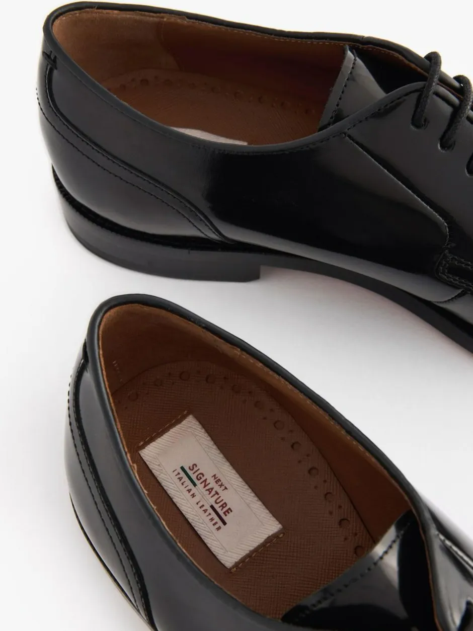 Next Standard Fit Signature Leather Sole Derby Shoes Black Sale