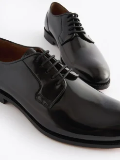 Next Standard Fit Signature Leather Sole Derby Shoes Black Sale