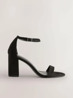 Next Black Standard/Wide Fit Block Heel Sandals Discount