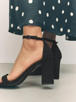 Next Black Standard/Wide Fit Block Heel Sandals Discount