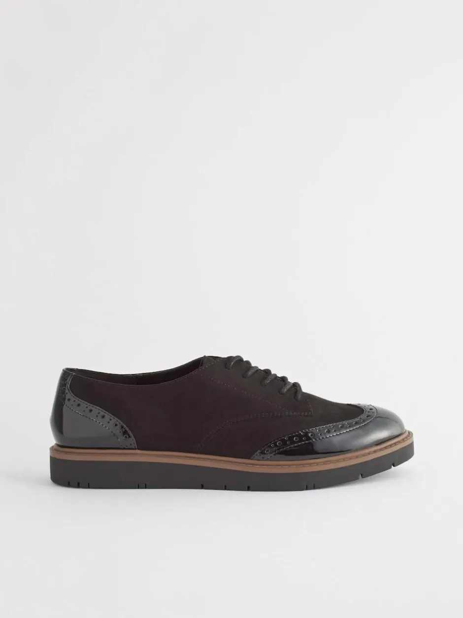 Next Black Standard/Wide Fit Brogue Lace Up Chunky Sole Shoes Discount