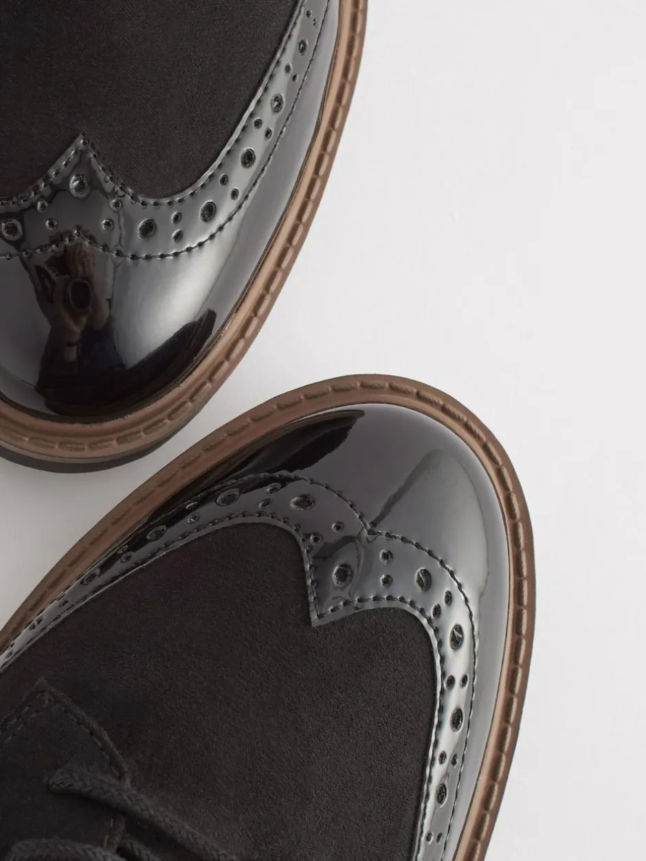 Next Black Standard/Wide Fit Brogue Lace Up Chunky Sole Shoes Discount