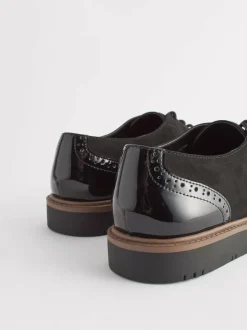 Next Black Standard/Wide Fit Brogue Lace Up Chunky Sole Shoes Discount