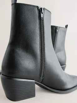 Next Standard/Wide Fit Chelsea Style Western Cowboy Boots Black Clearance