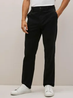 Next Straight Fit 100% Cotton Chino Trousers Black New