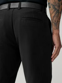 Next Straight Fit Belted Soft Touch Chino Trousers Black Discount