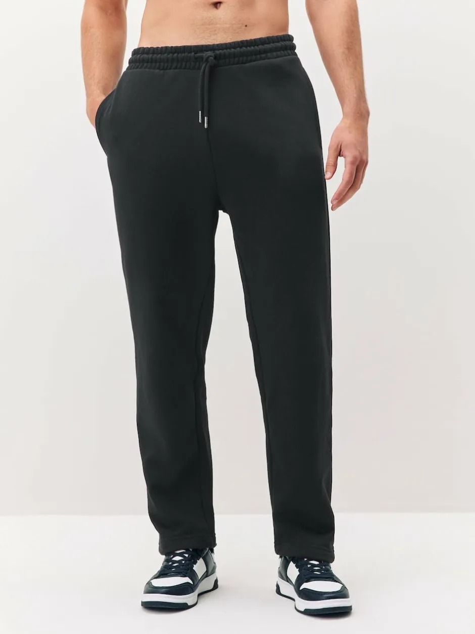 Next Black Straight Fit Relaxed Fit Brushback Heavyweight Joggers Clearance