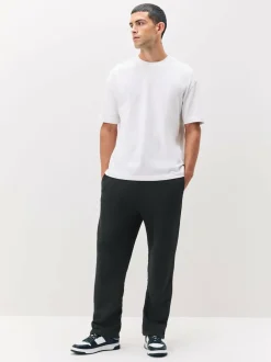 Next Black Straight Fit Relaxed Fit Brushback Heavyweight Joggers Clearance