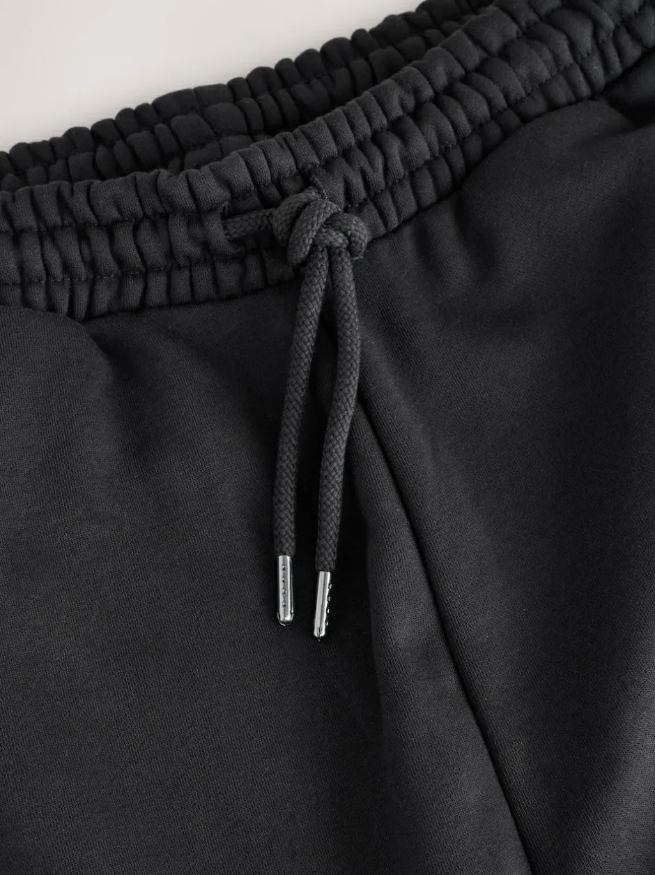 Next Black Straight Fit Relaxed Fit Brushback Heavyweight Joggers Clearance