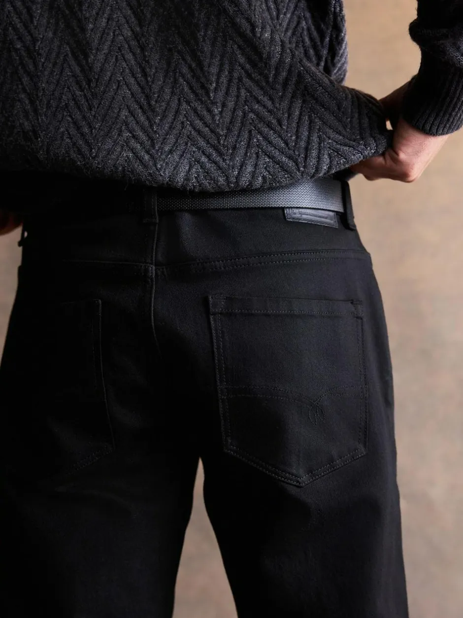 Next Straight Fit Signature Belted Jeans Black Outlet