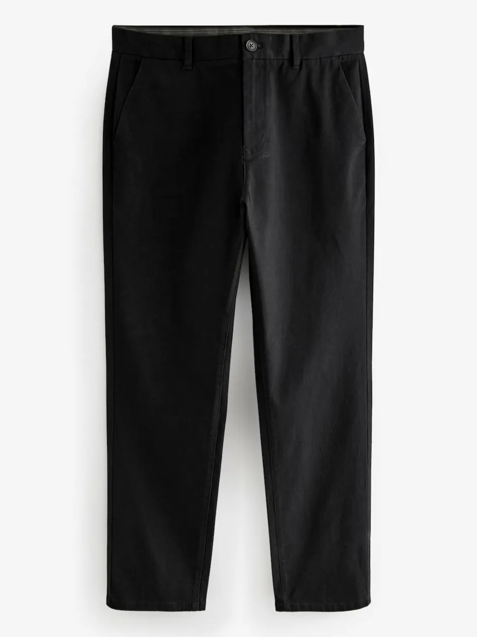 Next Black Straight Fit Stretch Chinos Trousers