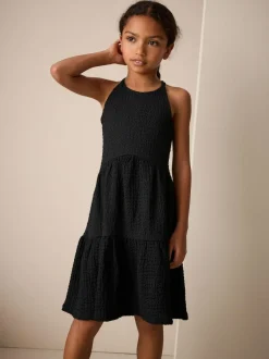 Next Black Strappy Crinkle Summer Dress (3-16yrs) Discount