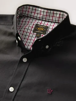 Next Black Stretch Oxford Long Sleeve Shirt New