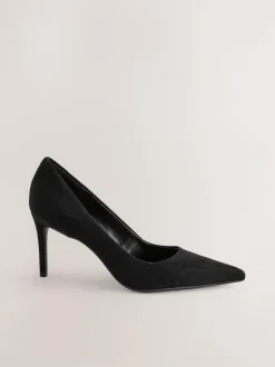Next Extra Wide Fit Leather Mid Court Shoes Black Suede Sale