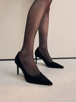 Next Extra Wide Fit Leather Mid Court Shoes Black Suede Sale