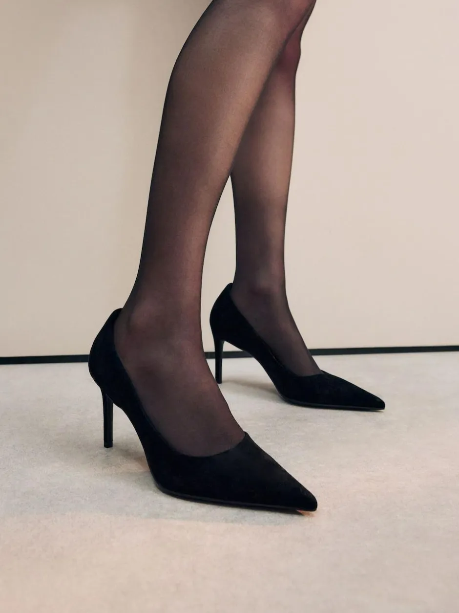 Next Extra Wide Fit Leather Mid Court Shoes Black Suede Sale