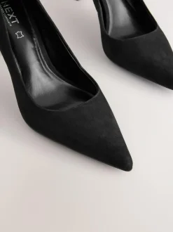 Next Extra Wide Fit Leather Mid Court Shoes Black Suede Sale