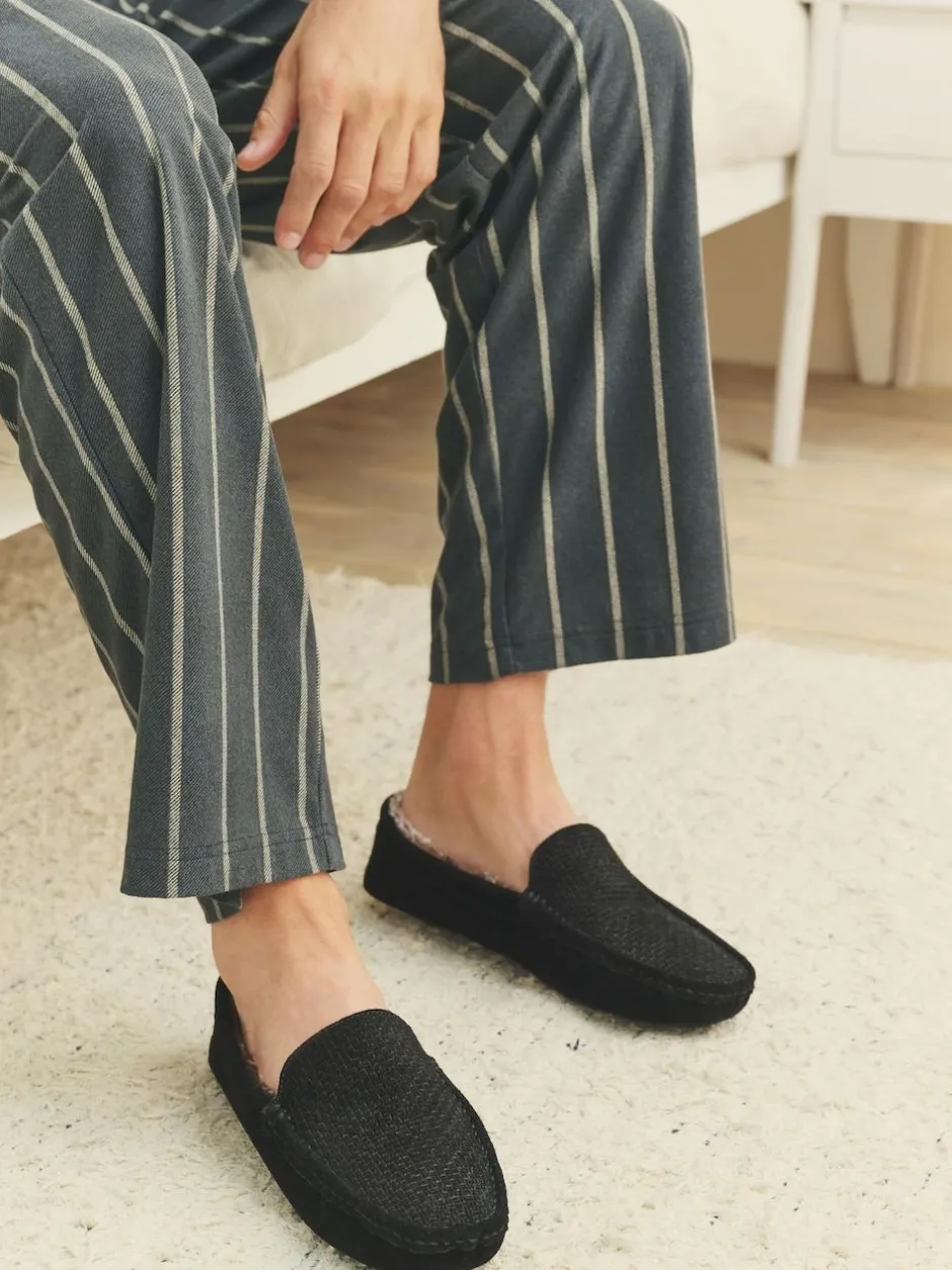 Next Suede Faux Fur Lined Moccasin Slippers Black Discount