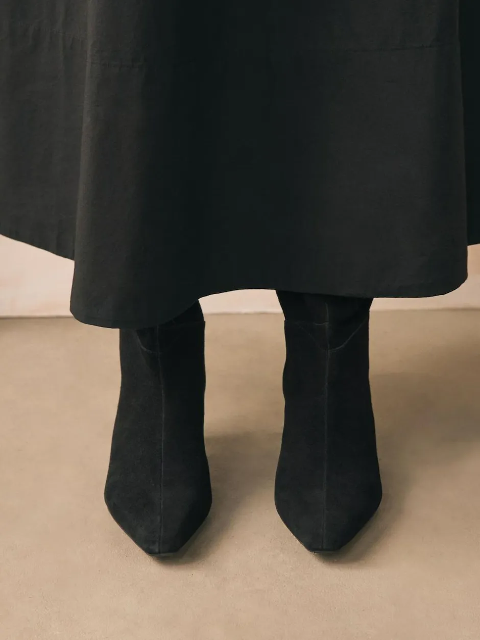 Next Forever Comfort® Knee High Chisel Toe Heeled Boots Black Suede Discount