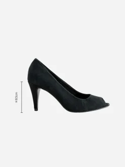 Next Premium Leather Peep Toe Heels Black Suede Outlet