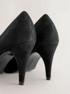 Next Premium Leather Peep Toe Heels Black Suede Outlet