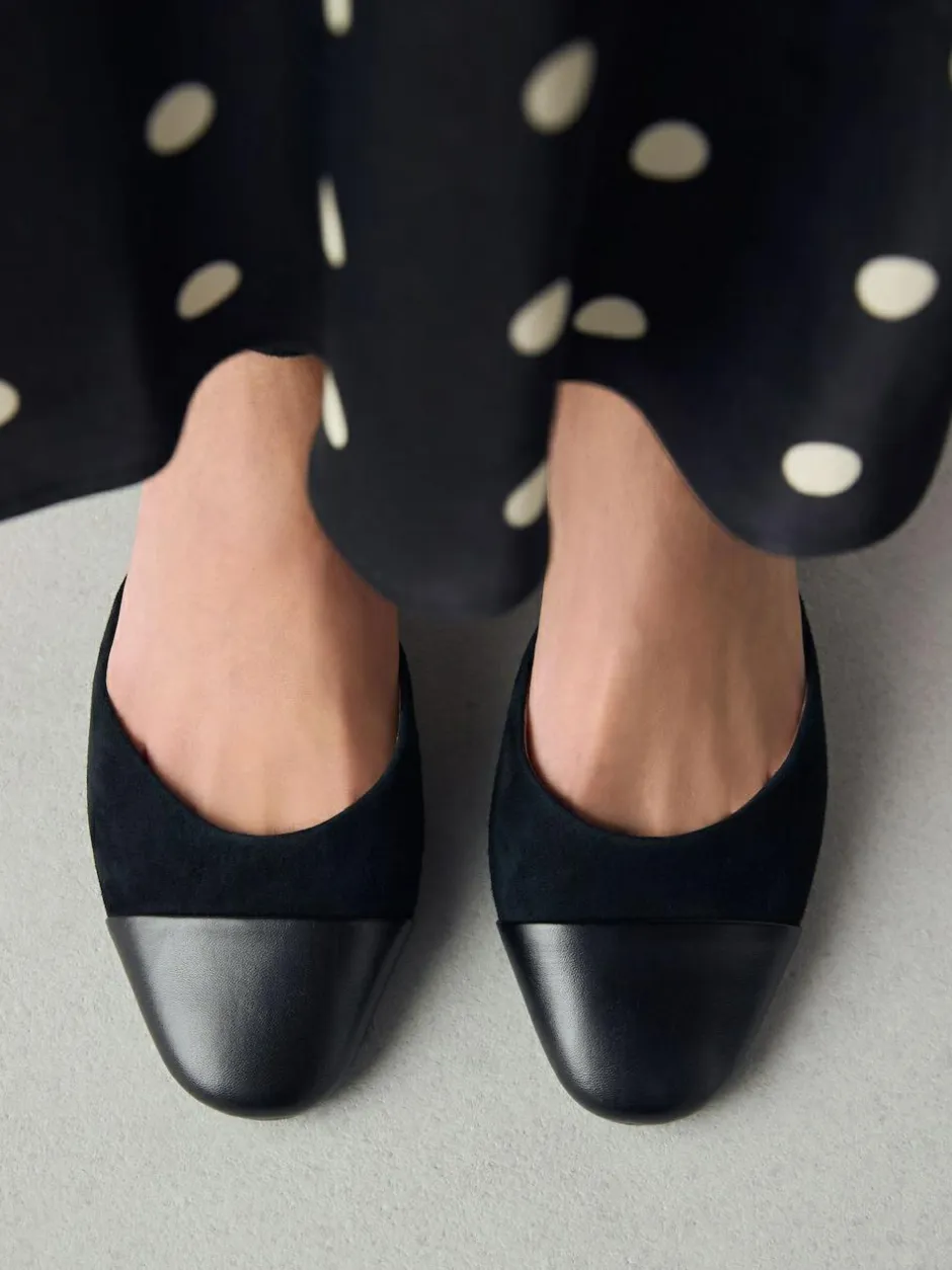 Next Toe Cap Block Heels Black Suede Outlet