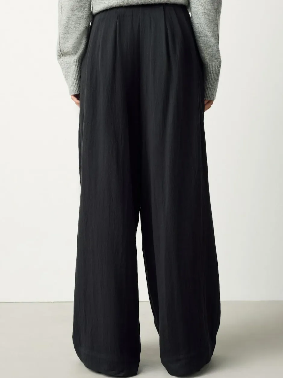 Next Superwide Pleated Trousers Black Clearance