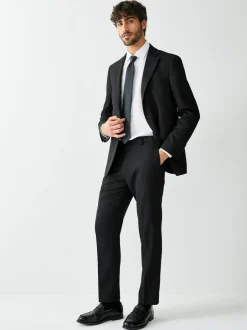 Next Tailored Fit Textured Suit Trousers Black Discount