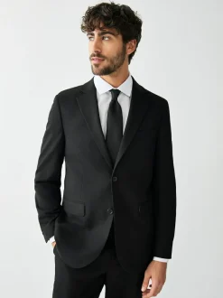 Next Tailored Fit Textured Suit Jacket Black Best