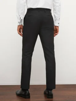 Next Slim Fit Tuxedo Suit Trousers Black Tape Detail New