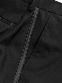 Next Slim Fit Tuxedo Suit Trousers Black Tape Detail New