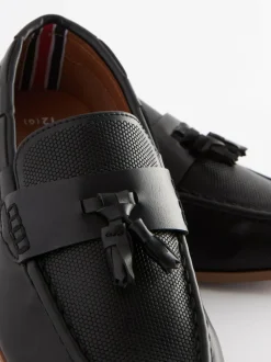 Next Wide Fit (G) Smart Loafers Black Tassel Sale