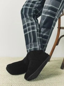 Next Textured Fleece Boot Slippers Black