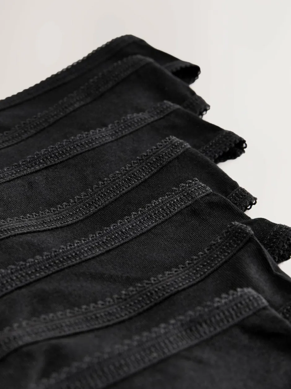 Next Thong Cotton Rich Knickers 7 Pack Black