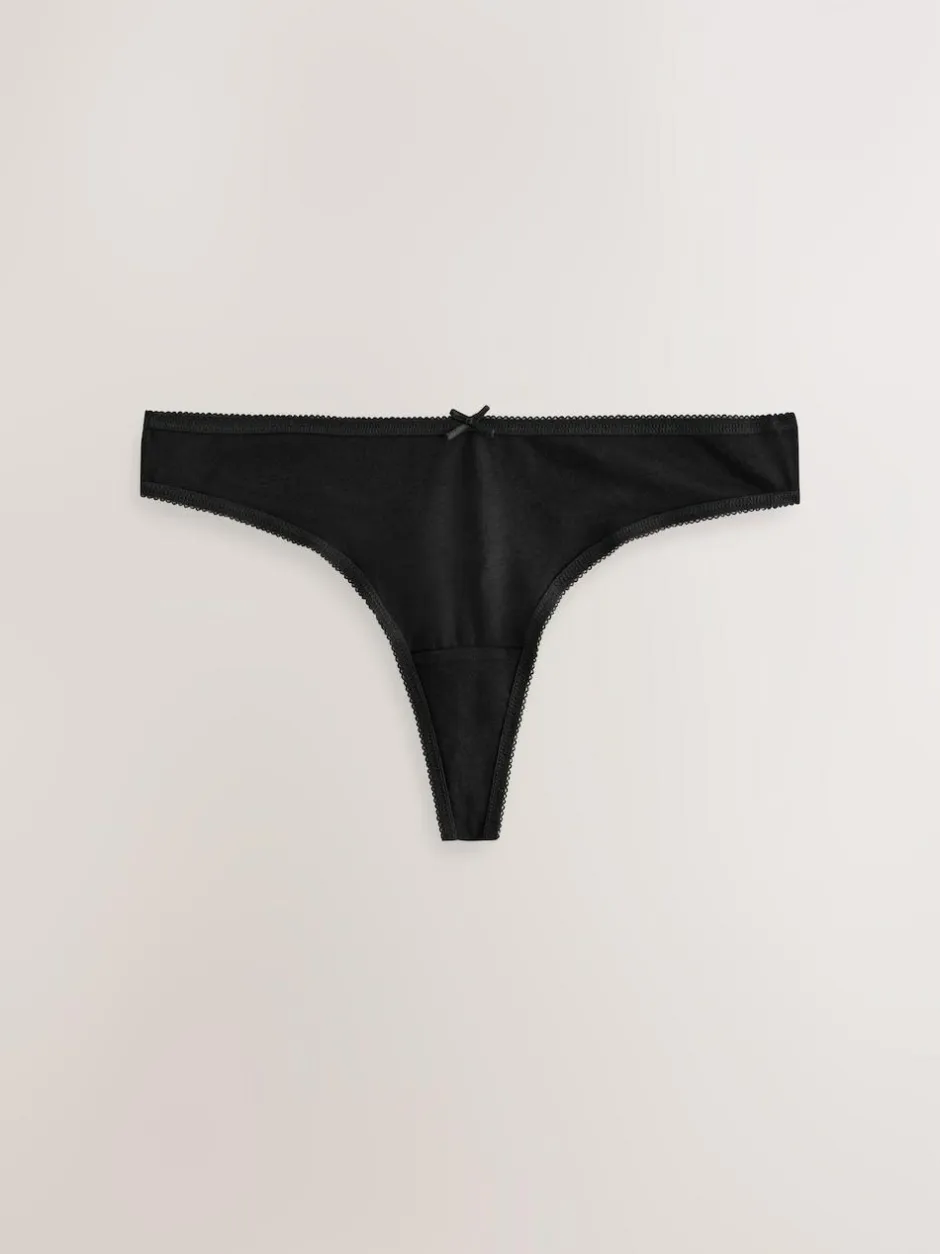 Next Thong Cotton Rich Knickers 7 Pack Black