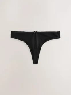 Next Thong Cotton Rich Knickers 7 Pack Black