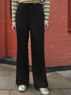 Next Black Tie Waist Wide Leg Trousers Discount