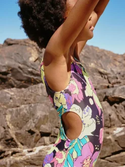 Next Cutout Swimsuit (3-16yrs) Black Tropical Sale