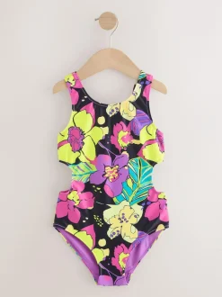 Next Cutout Swimsuit (3-16yrs) Black Tropical Sale
