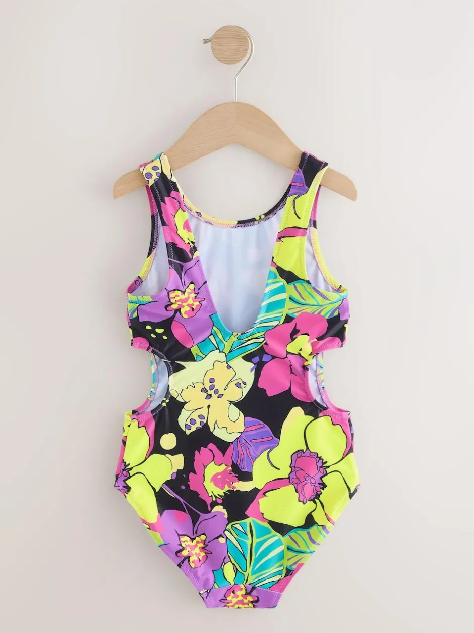 Next Cutout Swimsuit (3-16yrs) Black Tropical Sale