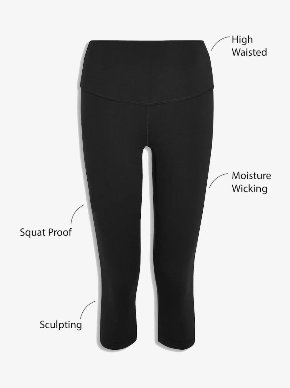 Next Black Tummy Control High Waisted Capri Length Sculpting Leggings Hot