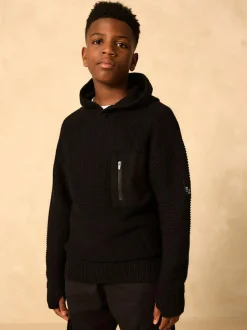 Next Black Utility Knitted Hoodie (3-16yrs) Best