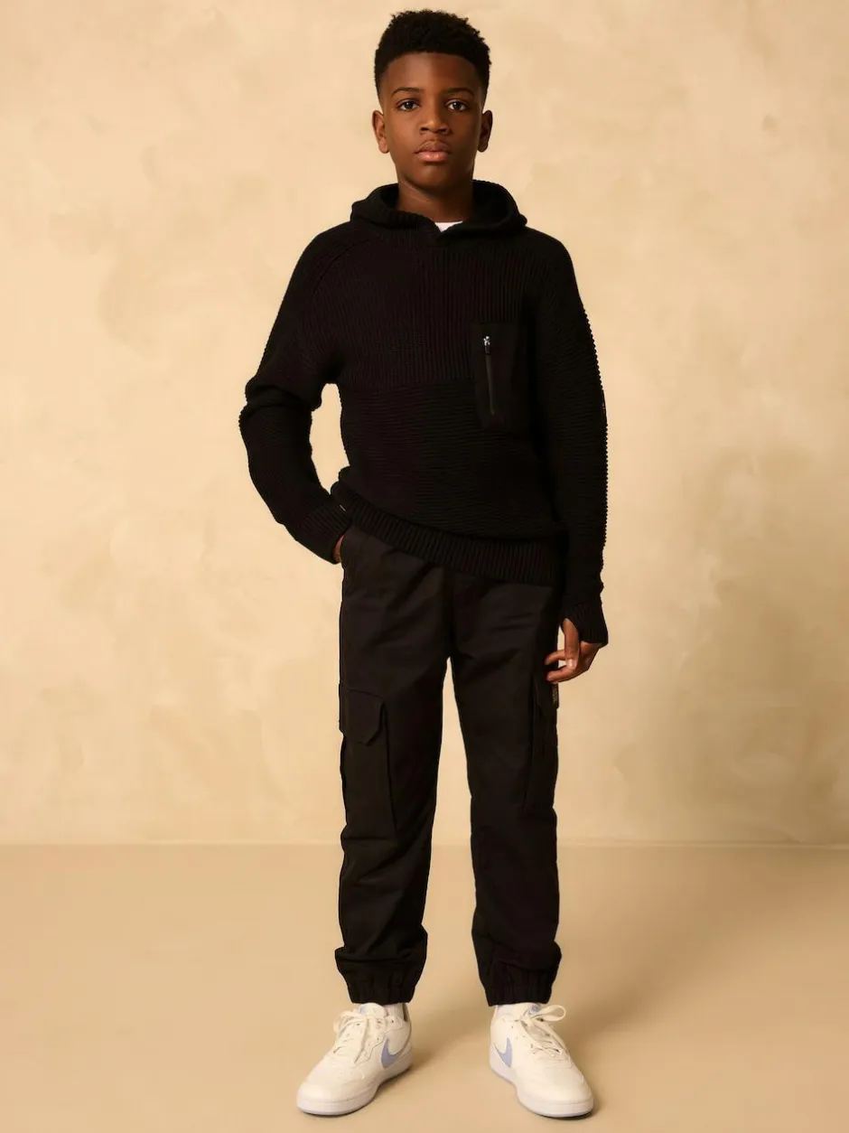 Next Black Utility Knitted Hoodie (3-16yrs) Best